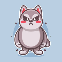 serious husky dog animal character mascot with angry expression isolated cartoon