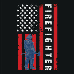 Firefighter T-Shirt Design With Vector And Elements