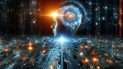 Fototapeta premium advanced artificial intelligence for the future rise in technological singularity using deep learning algorithms
