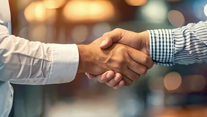 A closeup of a manager shaking hands with an employee symbolizing the positive relationship and mutual benefit between workers and companies in the process of reshoring and