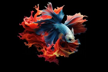 A vibrant betta fish on a black background