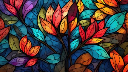 Colorful stained glass-style art wallpaper background illustration