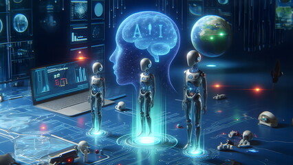 Fototapeta premium AI, Artificial Intelligence concept, 3d rendering