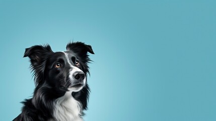 Border Collie dog on a one color background, copy space - generative ai