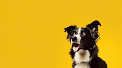 Border Collie dog on a one color background, copy space - generative ai