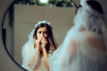 
Sad Bride Crying in the Mirror Before the Wedding
Tearful woman about to get married feeling...
