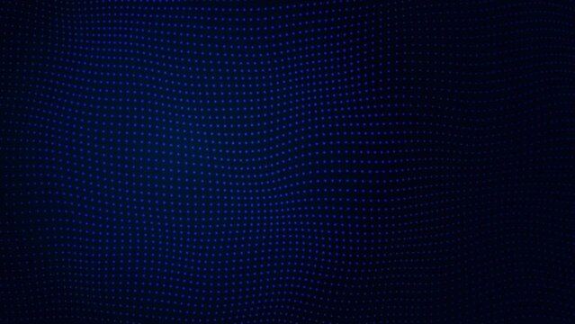Abstract background of moving dots with halftone. Blue dot mesh with dynamic waving movements