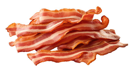 Bacon on white isolated on clear png background and transparent background. food drink and dessert...