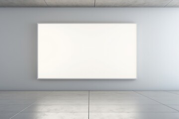 White blank board centrally positioned within the frame in the room.