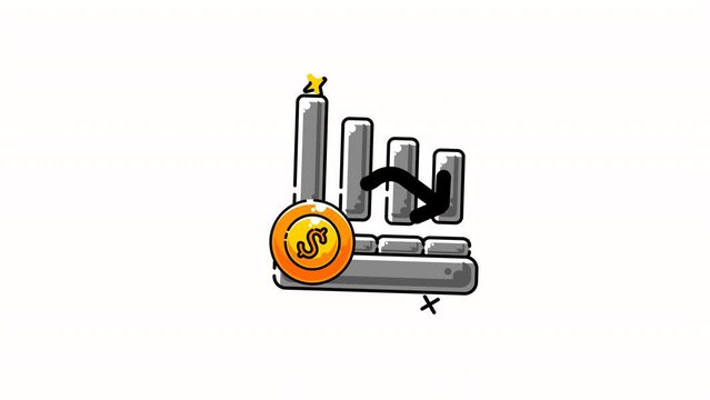 animation graph with dollar coin, great for financial presentations, reports, business blogs, or investment related articles targeting various audiences.