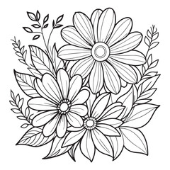 Luxury floral outline drawing coloring book pages line art sketch