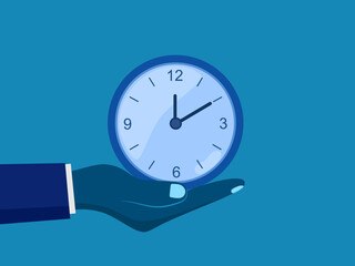 holding clock. timer countdown, time management