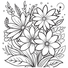Luxury floral outline drawing coloring book pages line art sketch