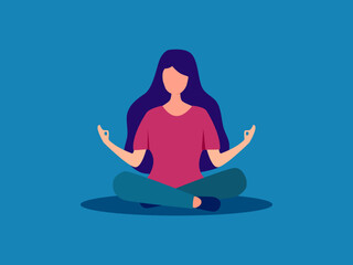 woman meditating and yoga. Caring for physical and mental health