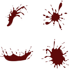 Collection of Different Chocolate Splash. With Drops and Spots Design, Isolated On White Background. Vector Illustration