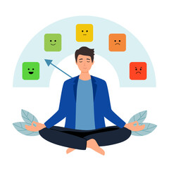 Man meditating for stress control. Anger management concept.