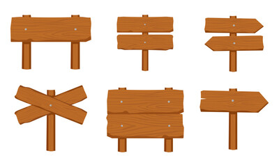 Wooden arrow signs board set wood vector