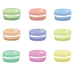 Macaroon set vector colourful pastel white background transparent 