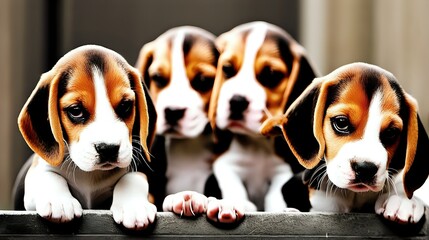 Sweet Beagle Puppies - obrazy, fototapety, plakaty