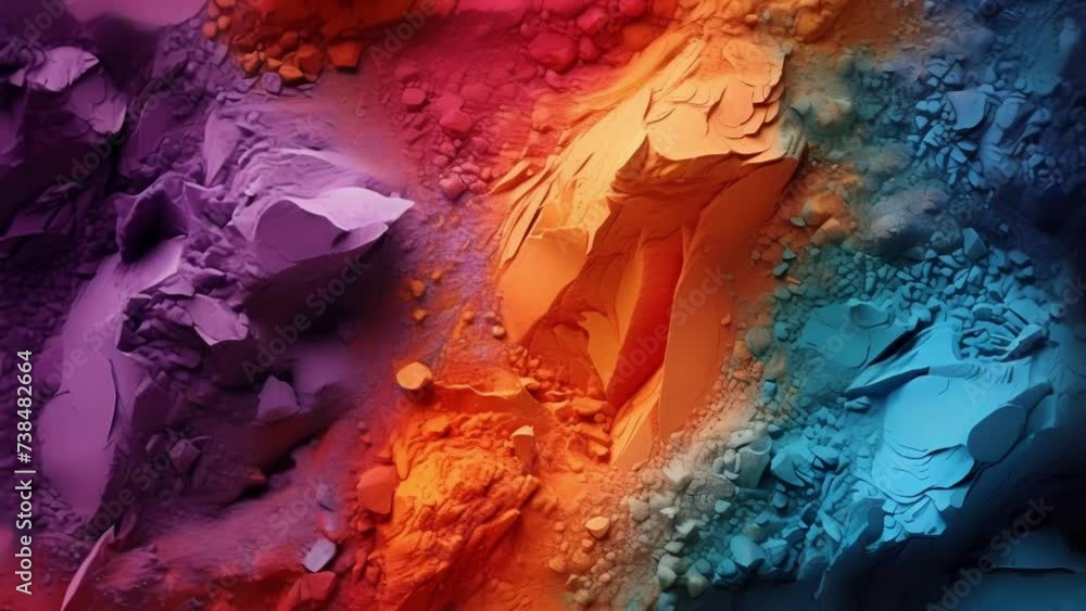 Poster a detailed closeup of the intricate structures of different pigments and dyes used in makeup product