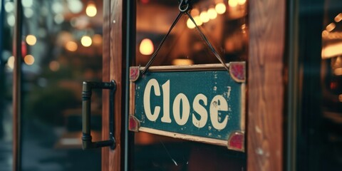 Close sign in front of restaurant glass window 