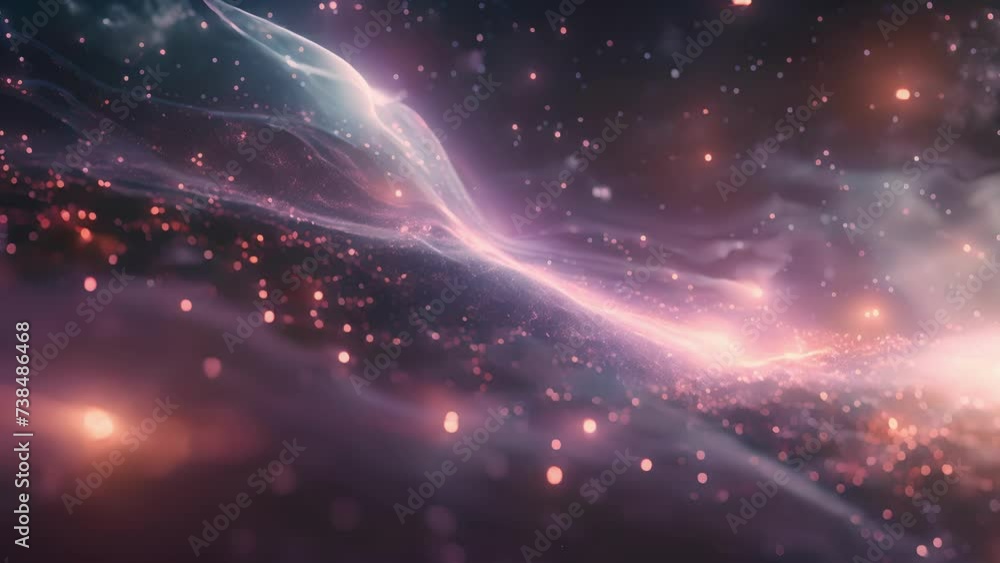 Poster translucent waves of shimmering particles create a galactic panorama enveloping you in a weightless 