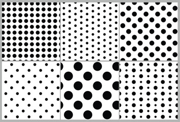 6 sets Polka dots texture pattern seamless vector