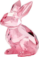 rabbit,pink crystal shape of rabbit,rabbit made of crystal isolated on white or transparent background,transparency 