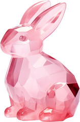 rabbit,pink crystal shape of rabbit,rabbit made of crystal isolated on white or transparent background,transparency 
