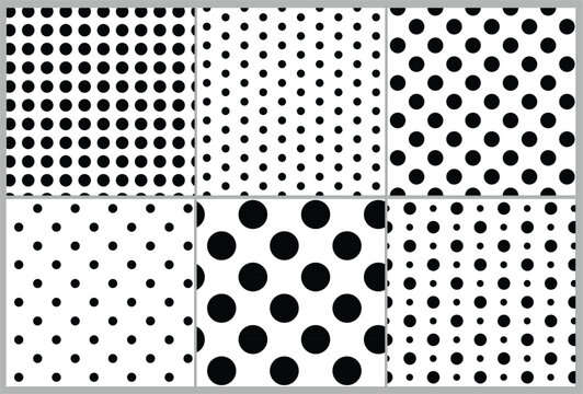 6 sets Polka dots texture pattern seamless vector