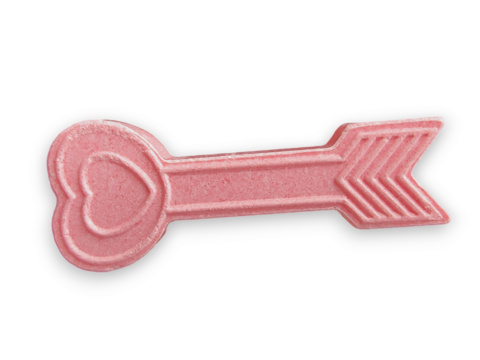 The pink arrow shaped candy with a heart shaped top. Isolated on transparent background. 