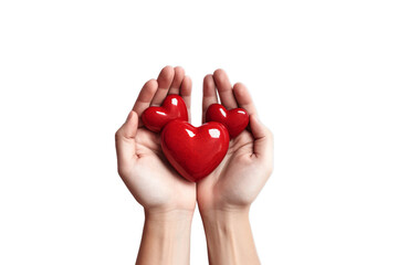A hands holiding red heart with kidney world, Isolated on transparent PNG background, Generative ai