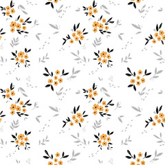 Floral seamless repeat pattern digital textile design for block print screen print