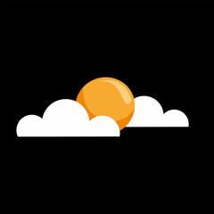 Clouds and sun. Sunny summer. Weather Clear sky icon vector illustration on black background