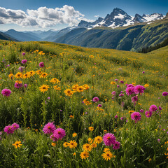 Photo flowers on summer mountainside
