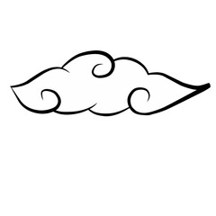 Curly Ink Clouds with black outline, on white background