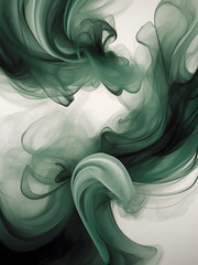 Green smoke abstract with an isolated background
