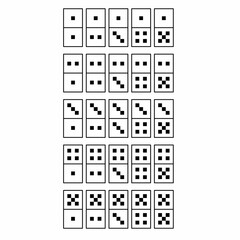 Vector illustration of complete set of dominoes on a white background.