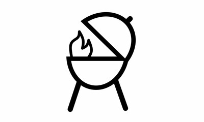 vector outline BBQ Grill icon. On a white background