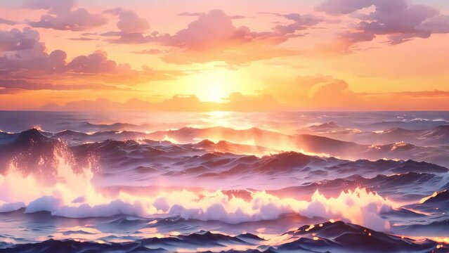 Tropical sunset beach abstract background. Summer vacation concept. Generative ai.	
