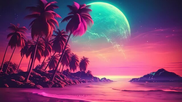 Tropical sunset beach abstract background. Summer vacation concept. Generative ai.	
