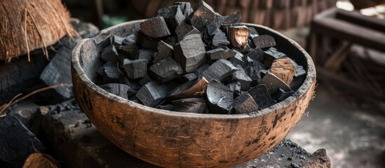 Coconut shells are commonly used for making charcoal.