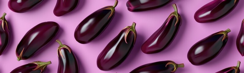 Seamless pattern of eggplant. Banner