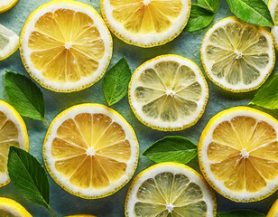 Refreshing Citrus Burst: Close-Up Lemon Slice Pattern