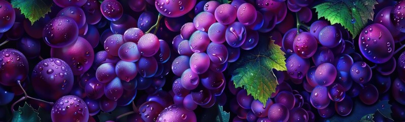 Seamless pattern of grape. Banner - obrazy, fototapety, plakaty