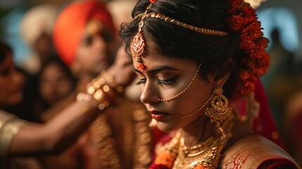 An Indian Bride Wearing Jewellery