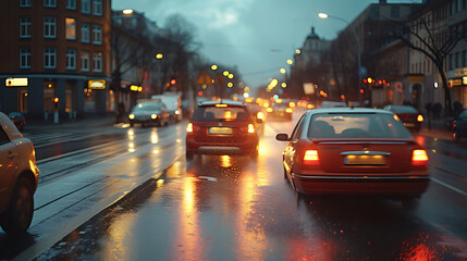 Fototapeta na wymiar the motion blur of cars moving past the camera, cinematic shot