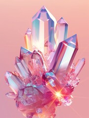 A stunning digital artwork of pink crystal formations