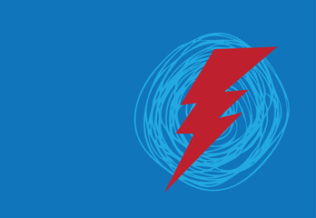 Lightning symbol with handdrawn circular line art frame. Editable Clip Art.