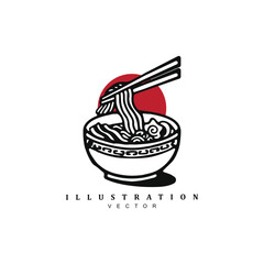 Premium Japanese Asian noodle or ramen logo design for your brand or business